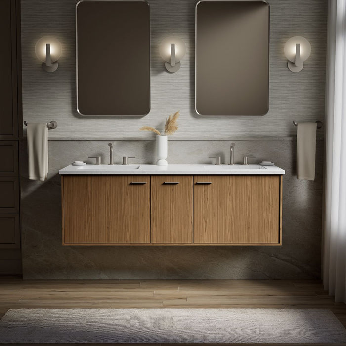 KOHLER K-CM99548-BD1 Jute 60" wall-hung bathroom vanity cabinet with sinks and quartz top