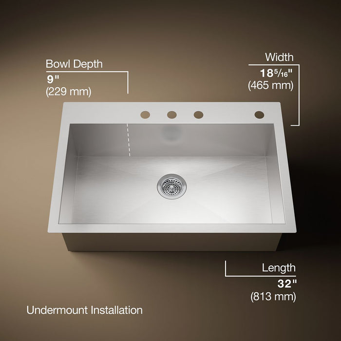 3/4 view of product with dimensions