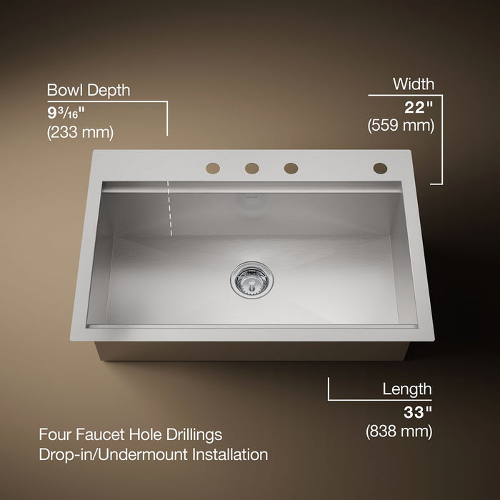 3/4 view of product with dimensions