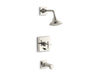 Kohler K-T13133-3A Pinstripe Rite-Temp bath and shower trim kit with push-button diverter and cross handle, 2.5 gpm