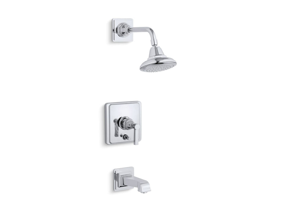 Kohler K-T13133-4A Pinstripe Rite-Temp bath and shower trim kit with push-button diverter and lever handle, 2.5 gpm