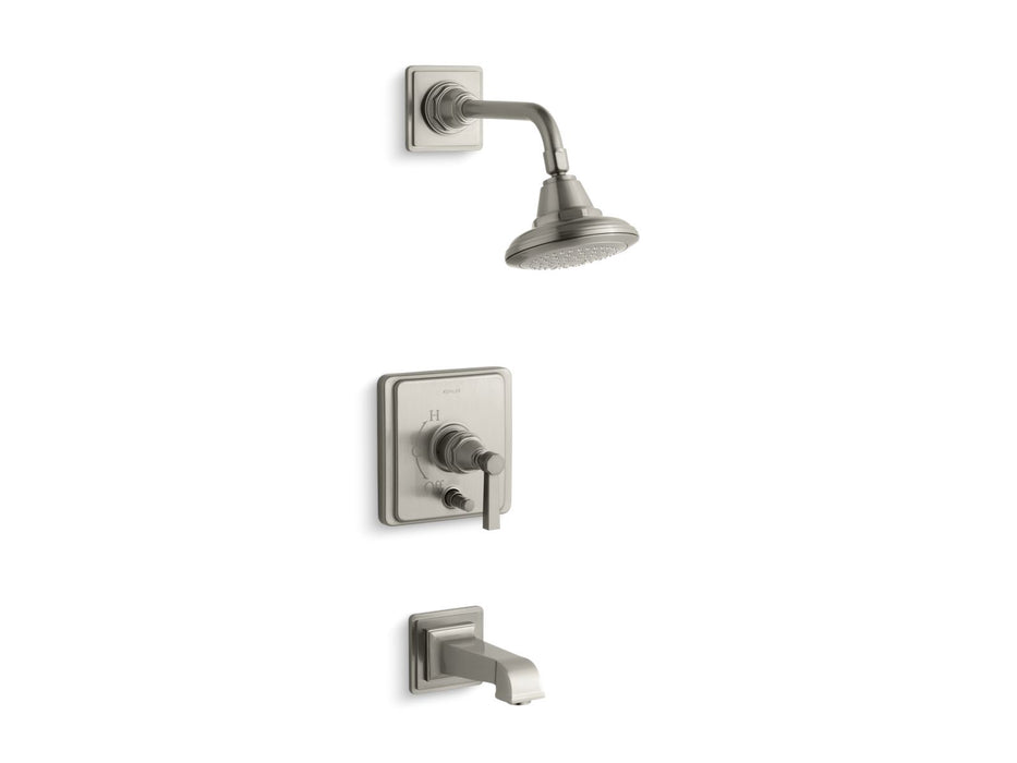 Kohler K-T13133-4A Pinstripe Rite-Temp bath and shower trim kit with push-button diverter and lever handle, 2.5 gpm