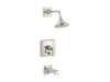 Kohler K-T13133-4A Pinstripe Rite-Temp bath and shower trim kit with push-button diverter and lever handle, 2.5 gpm