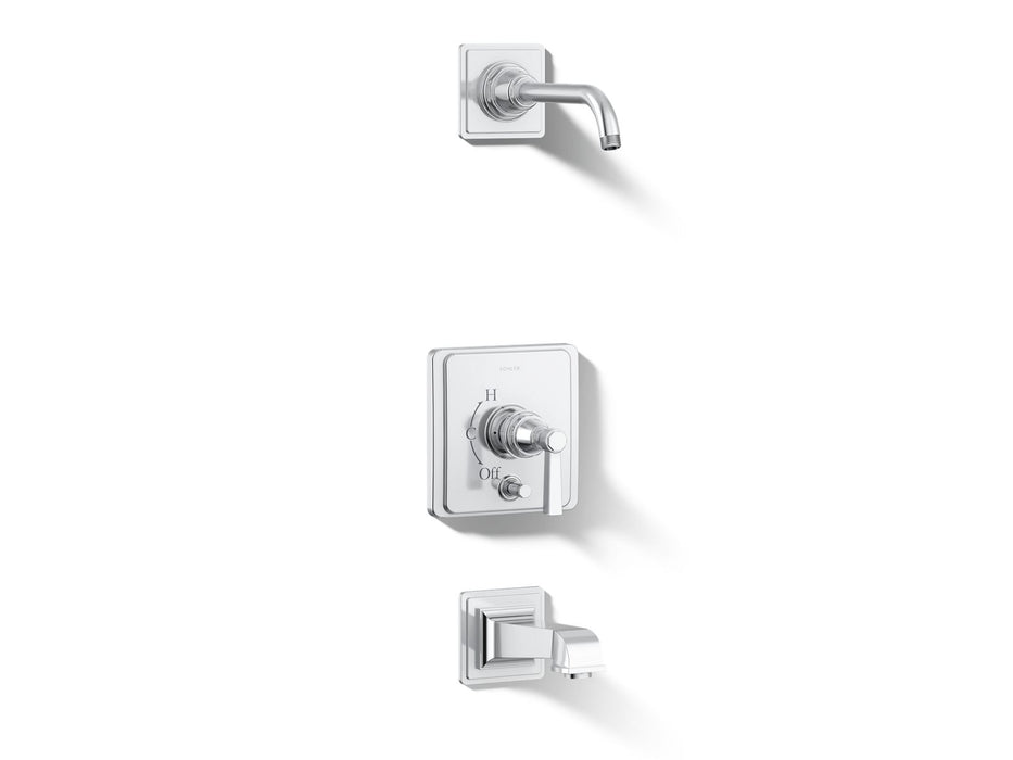 Kohler K-T13133-4AL Pinstripe Rite-Temp bath and shower trim kit with push-button diverter and lever handle, without showerhead