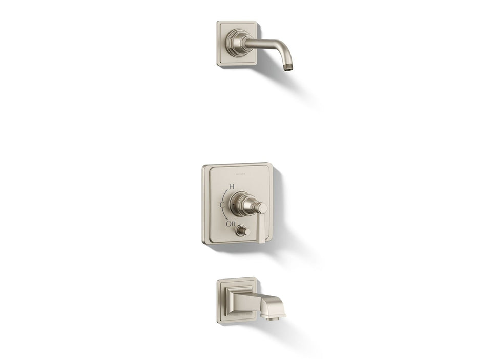 Kohler K-T13133-4AL Pinstripe Rite-Temp bath and shower trim kit with push-button diverter and lever handle, without showerhead