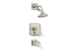 KOHLER K-T13133-3A Pinstripe Rite-Temp bath and shower trim kit with push-button diverter and cross handle, 2.5 gpm