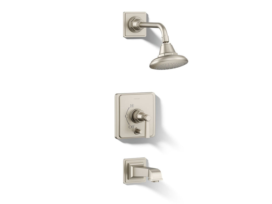 KOHLER K-T13133-4A Pinstripe Rite-Temp bath and shower trim kit with push-button diverter and lever handle, 2.5 gpm