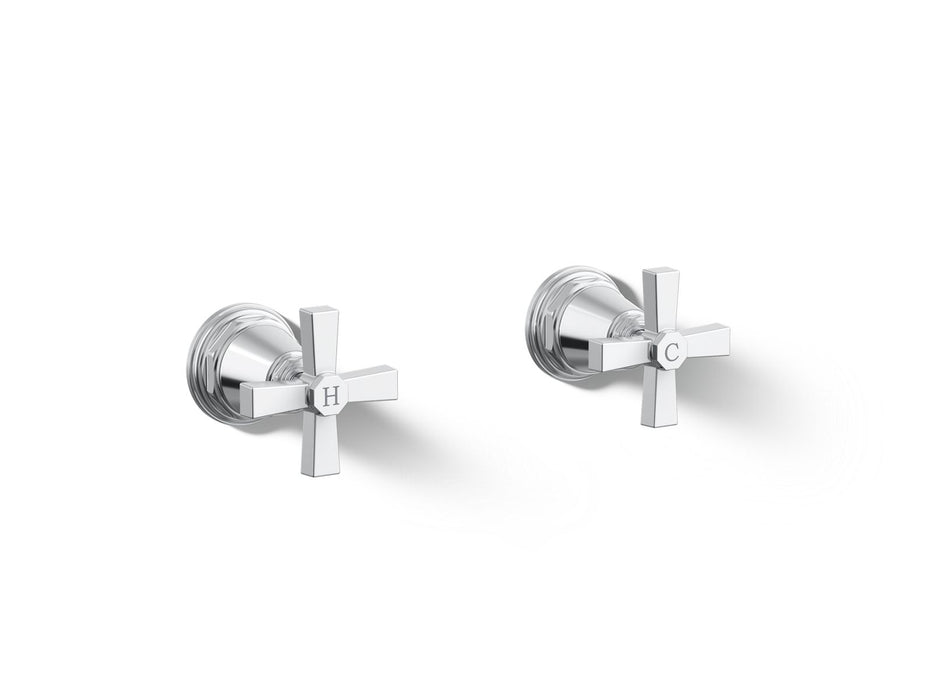 KOHLER K-T13141-3A Pinstripe Deck-mount bath faucet handle trim with Cross design