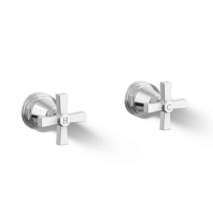 KOHLER K-T13141-3A Pinstripe Deck-mount bath faucet handle trim with Cross design