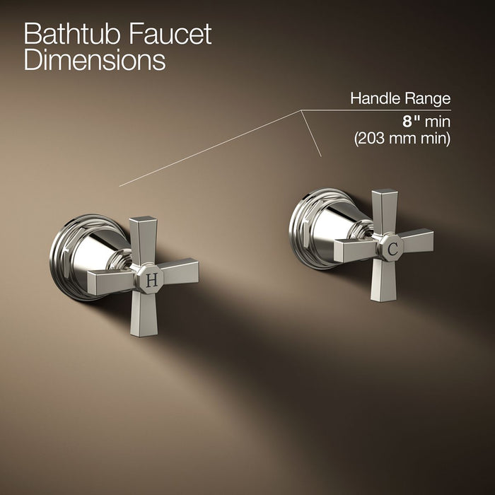 KOHLER K-T13141-3A Pinstripe Deck-mount bath faucet handle trim with Cross design
