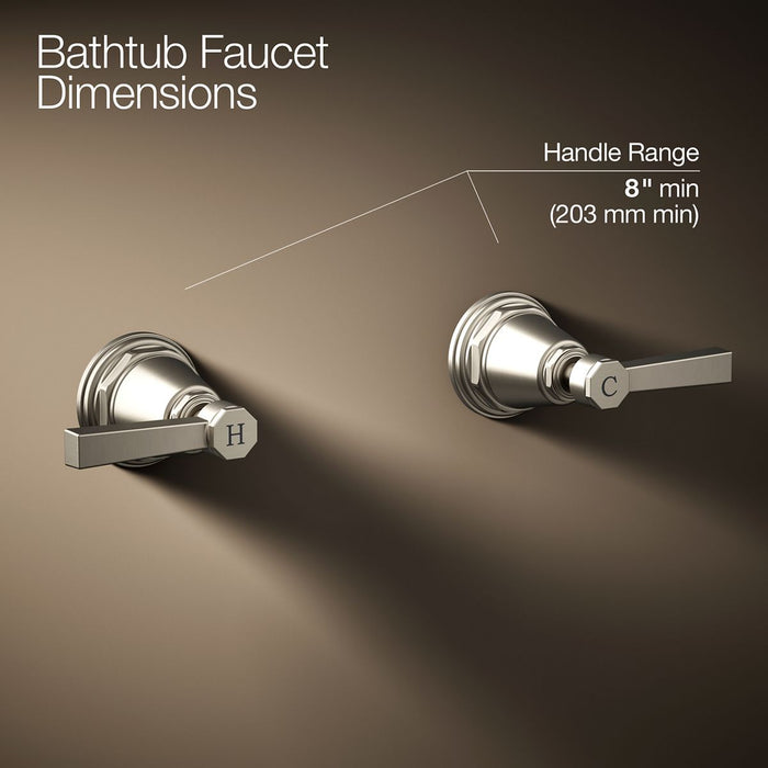 KOHLER K-T13141-4A Pinstripe Deck-mount bath faucet handle trim with Lever design