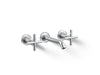 Kohler K-T14413-3 Purist Wall-mount bathroom sink faucet trim with Cross handles, 1.2 gpm