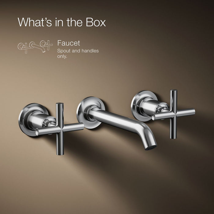 Kohler K-T14413-3 Purist Wall-mount bathroom sink faucet trim with Cross handles, 1.2 gpm