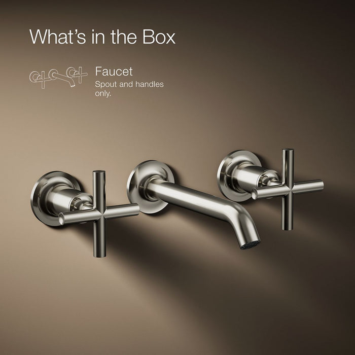 KOHLER K-T14413-3 Purist Wall-mount bathroom sink faucet trim with Cross handles, 1.2 gpm