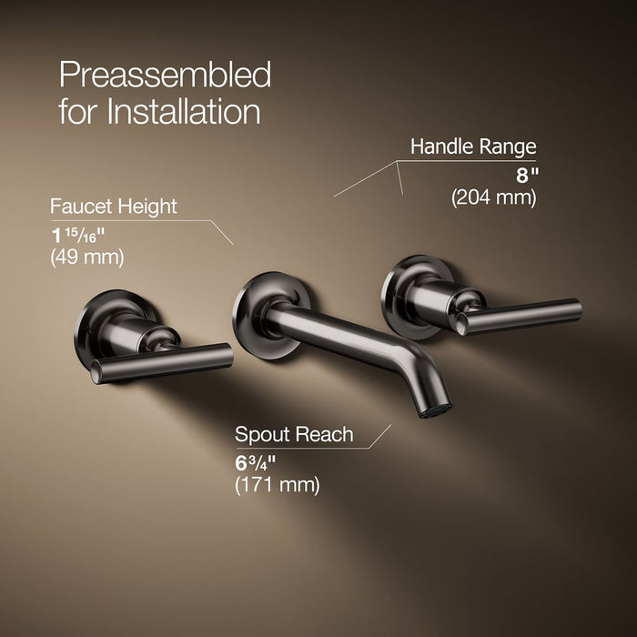 KOHLER K-T14413-4 Purist Wall-mount bathroom sink faucet trim with Lever handles, 1.2 gpm