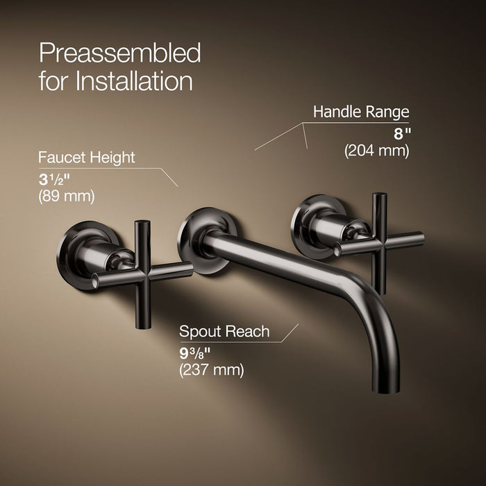 KOHLER K-T14414-3 Purist Wall-mount bathroom sink faucet trim with Cross handles, 1.2 gpm