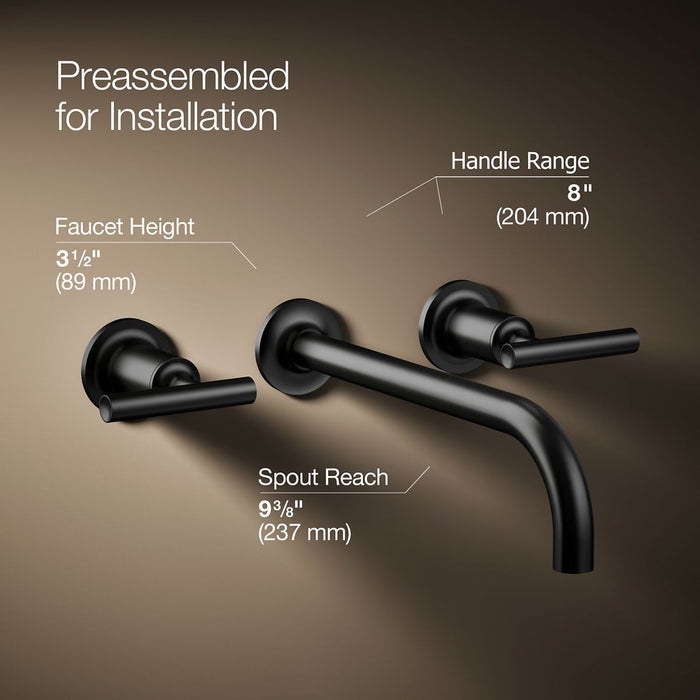 KOHLER K-T14414-4 Purist Wall-mount bathroom sink faucet trim with Lever handles, 1.2 gpm