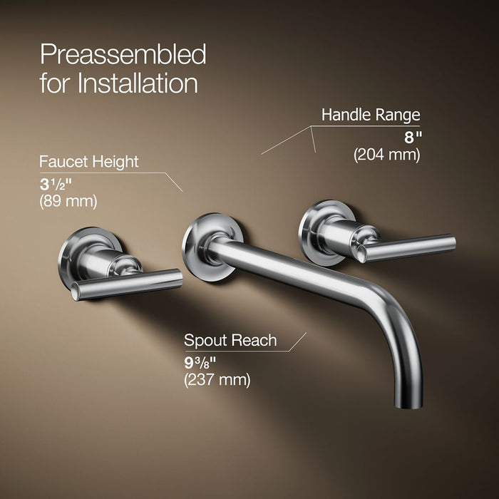 KOHLER K-T14414-4 Purist Wall-mount bathroom sink faucet trim with Lever handles, 1.2 gpm