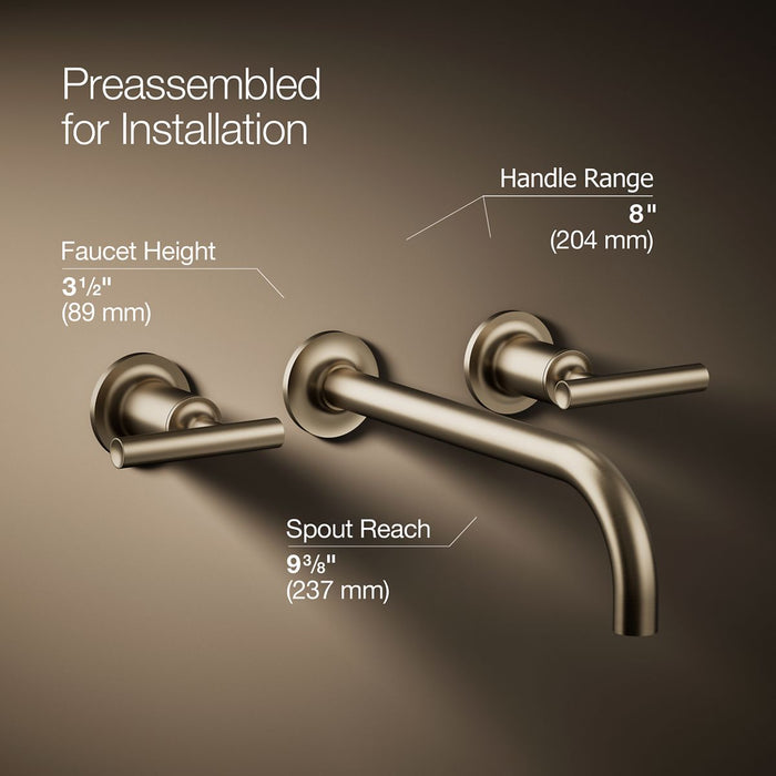 KOHLER K-T14414-4 Purist Wall-mount bathroom sink faucet trim with Lever handles, 1.2 gpm