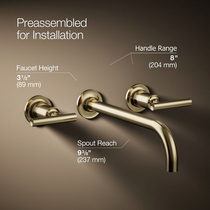 KOHLER K-T14414-4 Purist Wall-mount bathroom sink faucet trim with Lever handles, 1.2 gpm