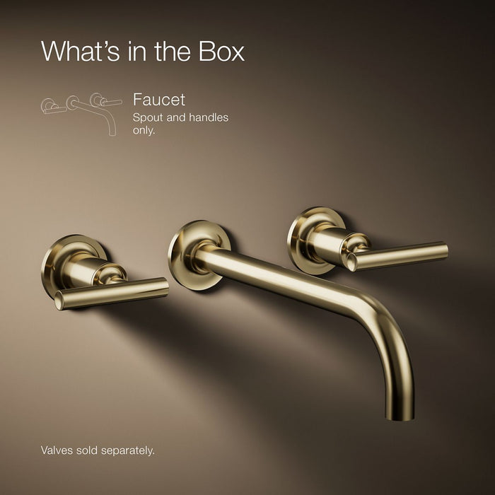 KOHLER K-T14414-4 Purist Wall-mount bathroom sink faucet trim with Lever handles, 1.2 gpm