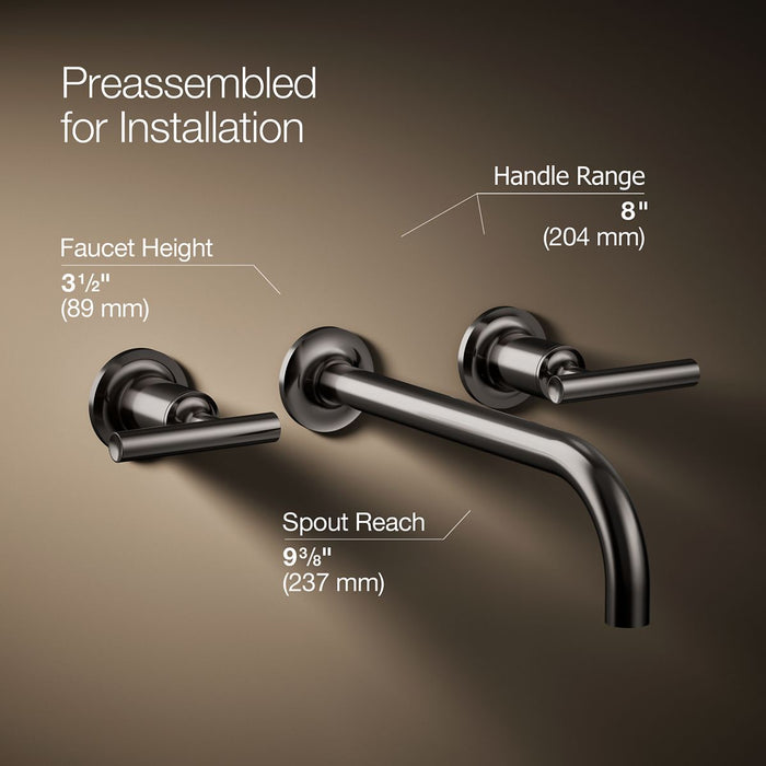 Kohler K-T14414-4 Purist Wall-mount bathroom sink faucet trim with Lever handles, 1.2 gpm