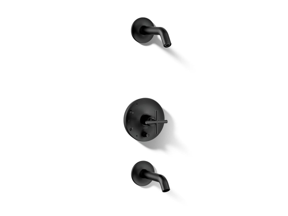 Kohler K-T14420-3L Purist Rite-Temp bath and shower trim kit with push-button diverter and cross handle, without showerhead