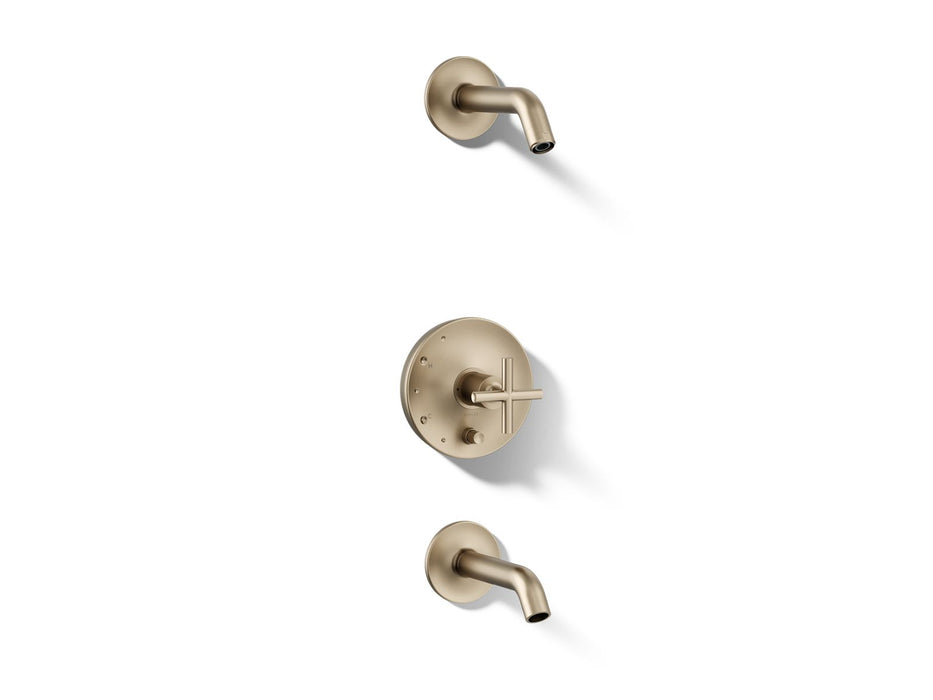 KOHLER K-T14420-3L Purist Rite-Temp bath and shower trim kit with push-button diverter and cross handle, without showerhead