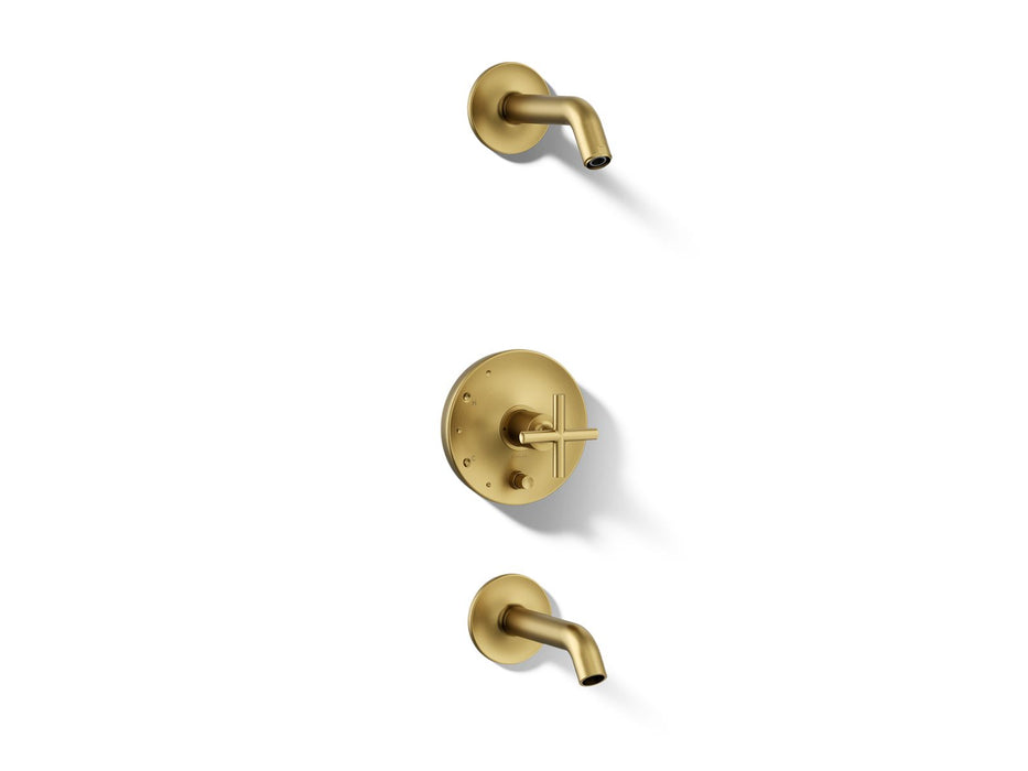 Kohler K-T14420-3L Purist Rite-Temp bath and shower trim kit with push-button diverter and cross handle, without showerhead