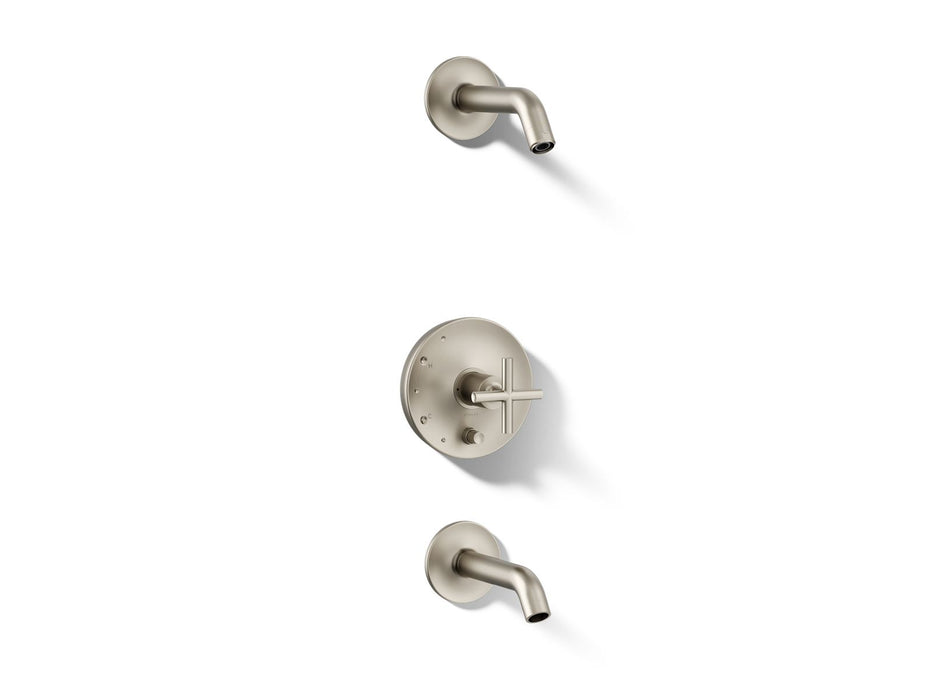 KOHLER K-T14420-3L Purist Rite-Temp bath and shower trim kit with push-button diverter and cross handle, without showerhead