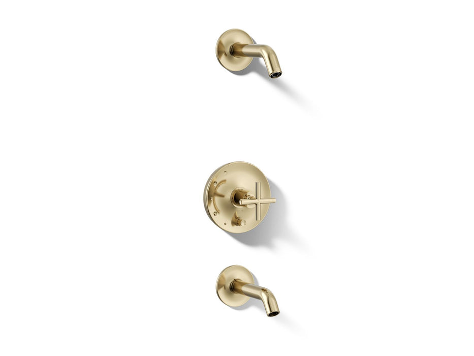 Kohler K-T14420-3L Purist Rite-Temp bath and shower trim kit with push-button diverter and cross handle, without showerhead