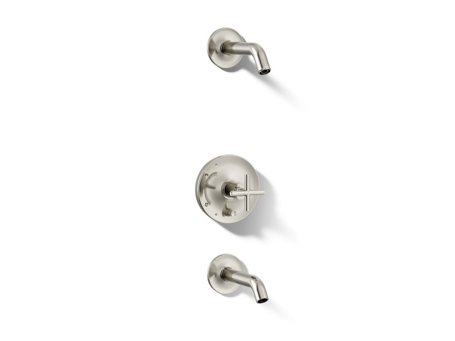 KOHLER K-T14420-3L Purist Rite-Temp bath and shower trim kit with push-button diverter and cross handle, without showerhead