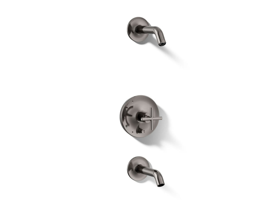 KOHLER K-T14420-3L Purist Rite-Temp bath and shower trim kit with push-button diverter and cross handle, without showerhead
