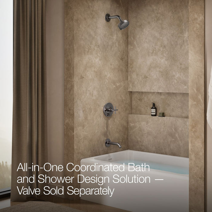 KOHLER K-T14420-3L Purist Rite-Temp bath and shower trim kit with push-button diverter and cross handle, without showerhead