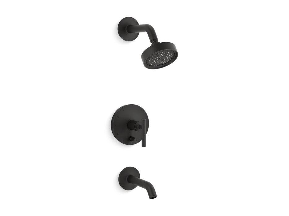 Kohler K-T14420-4 Purist Rite-Temp bath and shower trim kit with push-button diverter and lever handle, 2.5 gpm
