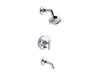 Kohler K-T14420-4 Purist Rite-Temp bath and shower trim kit with push-button diverter and lever handle, 2.5 gpm