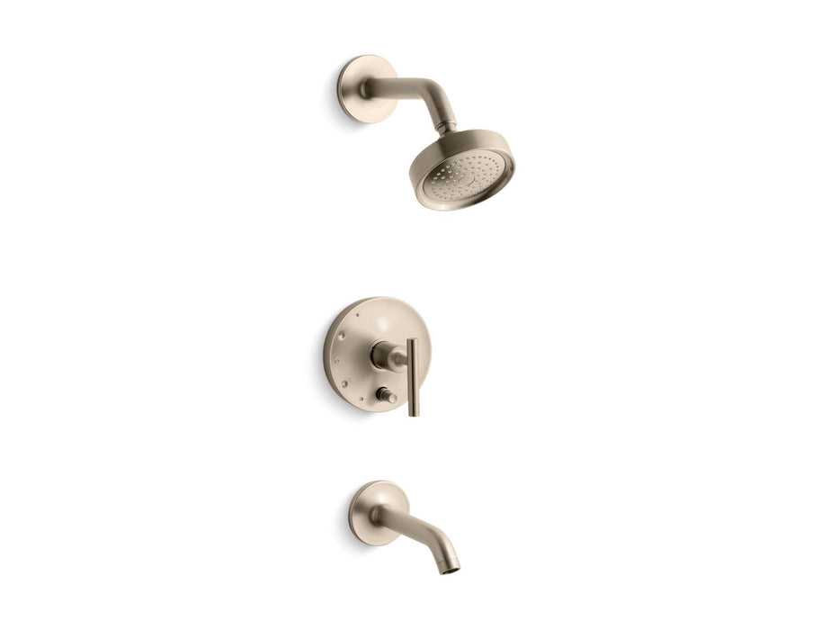 Kohler K-T14420-4 Purist Rite-Temp bath and shower trim kit with push-button diverter and lever handle, 2.5 gpm