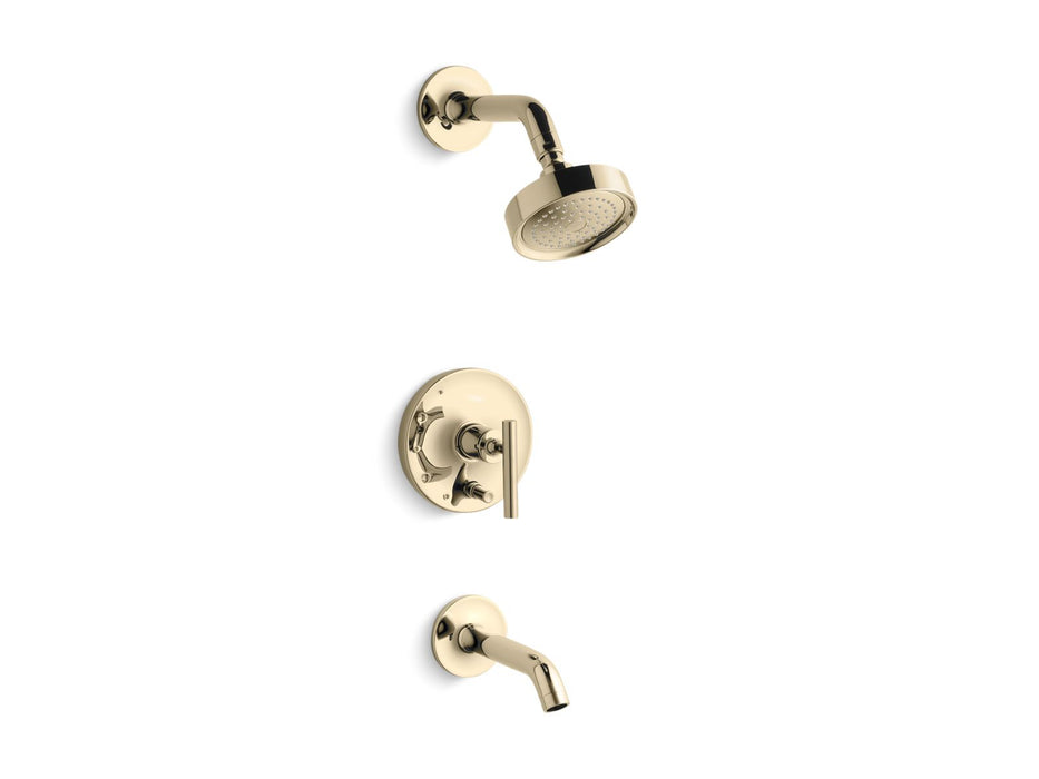 Kohler K-T14420-4 Purist Rite-Temp bath and shower trim kit with push-button diverter and lever handle, 2.5 gpm