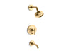 Kohler K-T14420-4 Purist Rite-Temp bath and shower trim kit with push-button diverter and lever handle, 2.5 gpm