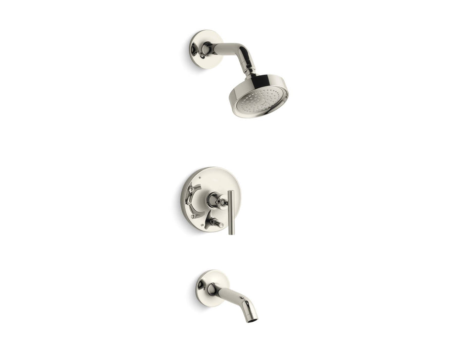 Kohler K-T14420-4 Purist Rite-Temp bath and shower trim kit with push-button diverter and lever handle, 2.5 gpm