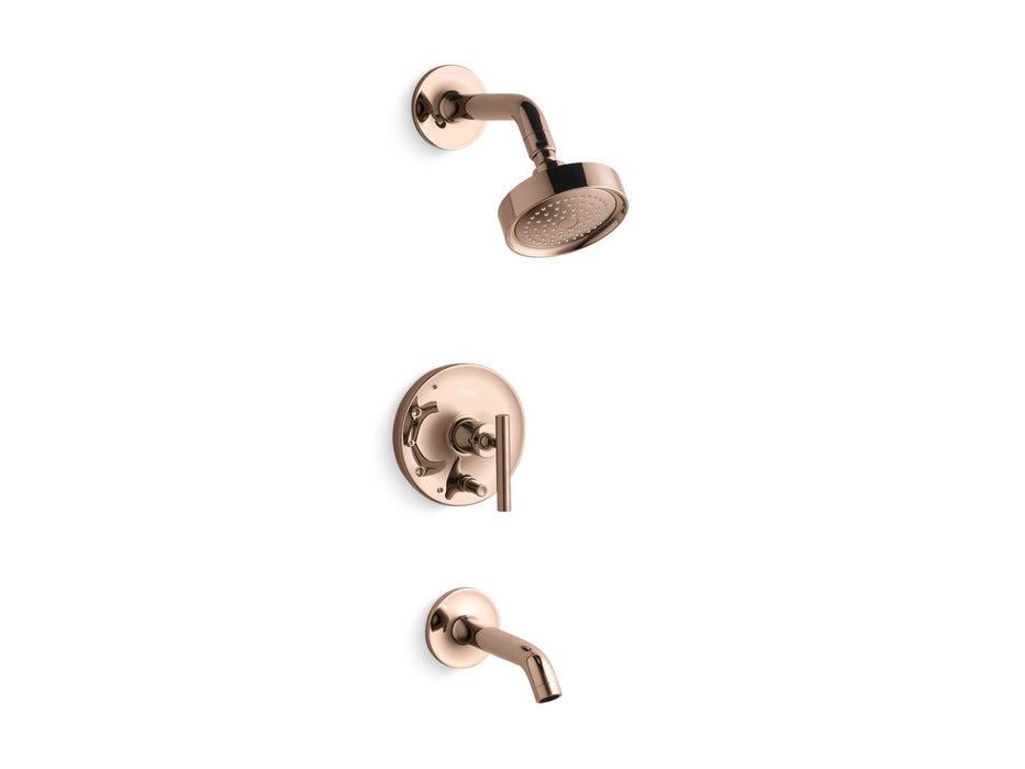 Kohler K-T14420-4 Purist Rite-Temp bath and shower trim kit with push-button diverter and lever handle, 2.5 gpm