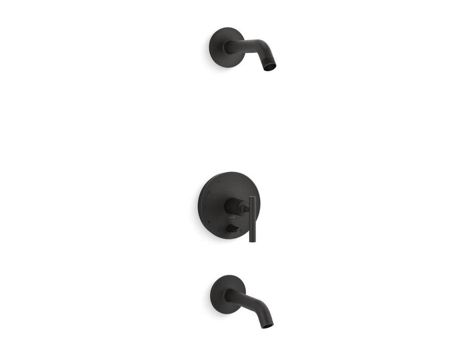 Kohler K-T14420-4L Purist Rite-Temp bath and shower trim kit with push-button diverter and lever handle, without showerhead