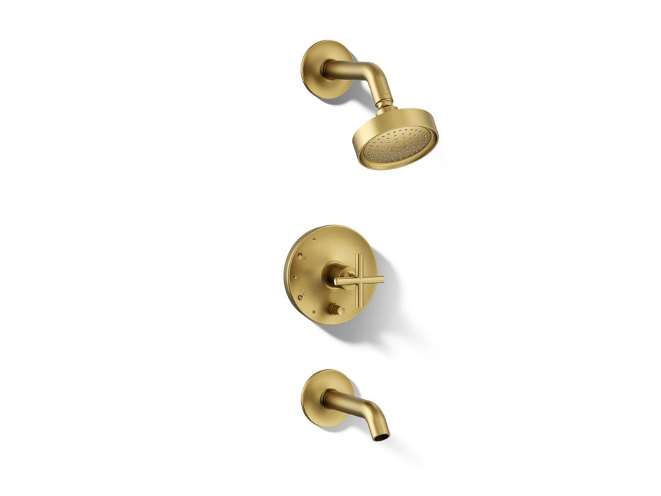 KOHLER K-T14420-3 Purist Rite-Temp bath and shower trim kit with push-button diverter and cross handle, 2.5 gpm