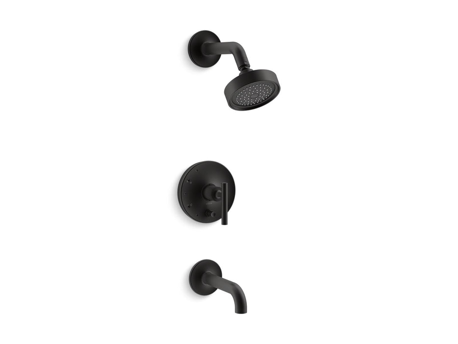 Kohler K-T14421-4 Purist Rite-Temp bath and shower trim kit with push-button diverter and lever handle, 2.5 gpm
