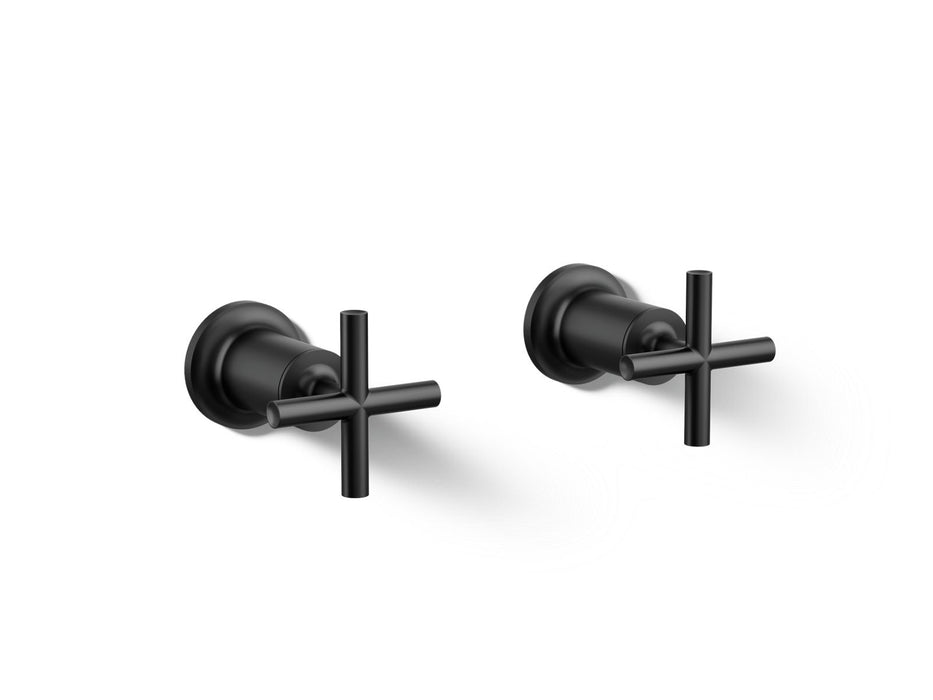 KOHLER K-T14429-3 Purist Deck- or wall-mount bath faucet handle trim with cross design, matte black