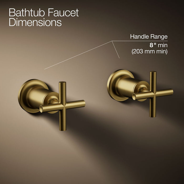KOHLER K-T14429-3 Purist Deck- or wall-mount bath faucet handle trim with cross design