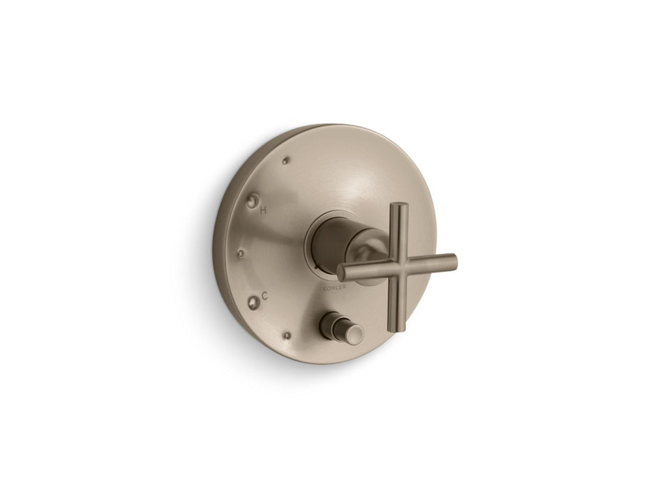 Kohler K-T14501-3 Purist Rite-Temp valve trim with push-button diverter and cross handle