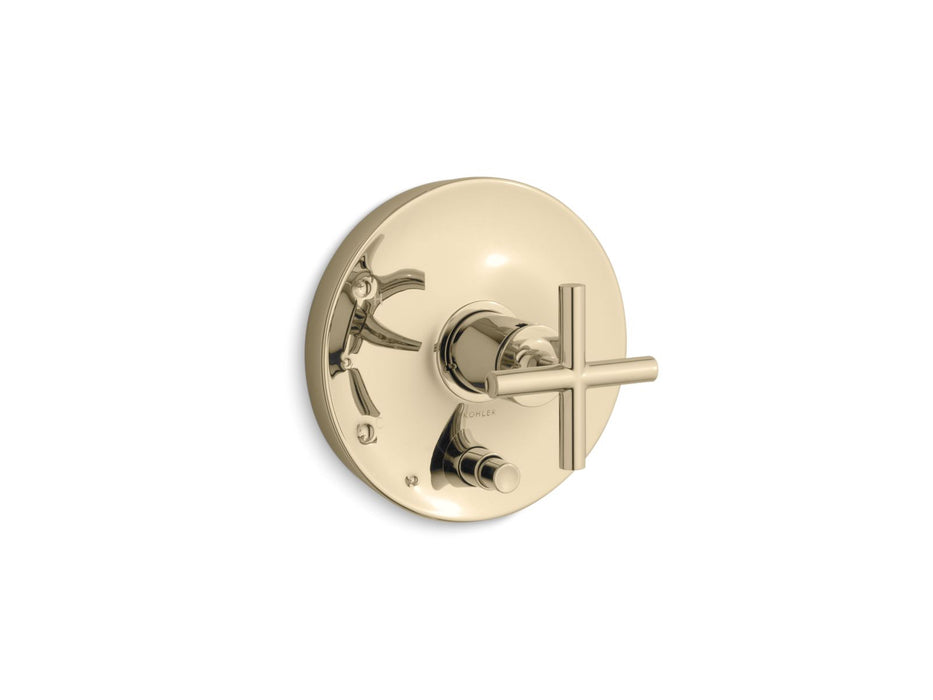 Kohler K-T14501-3 Purist Rite-Temp valve trim with push-button diverter and cross handle