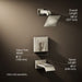 3/4 view of product with dimensions