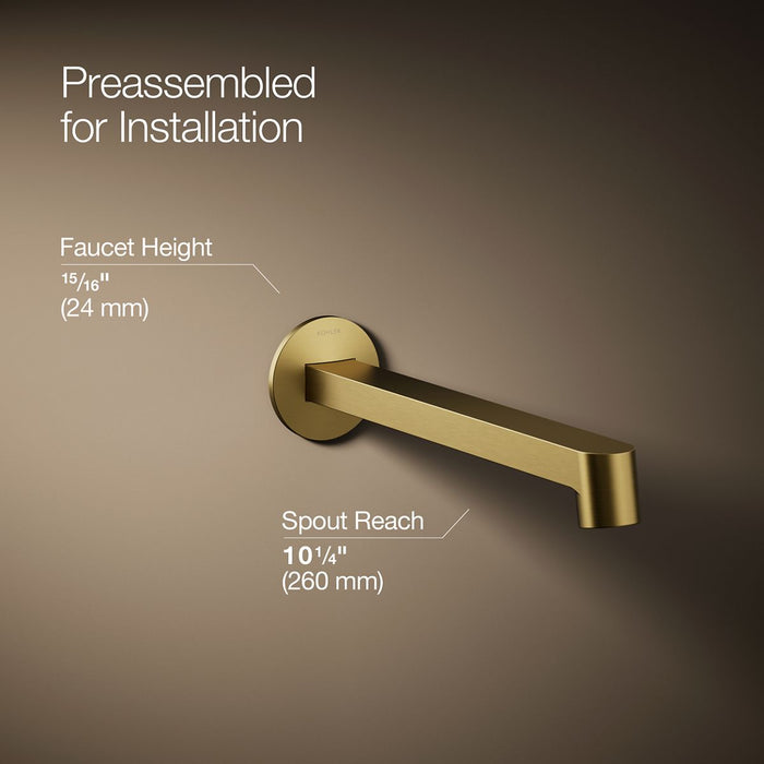 Kohler K-T23889 Components Wall-mount bathroom sink faucet spout with Row design, 1.2 gpm